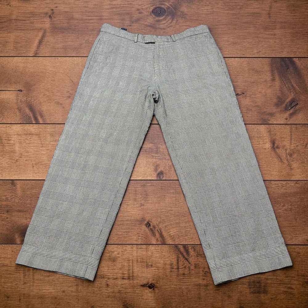 Vintage Polo Ralph Lauren Mens 33x25 Glen Plaid Wool Blend Trousers Grey Check